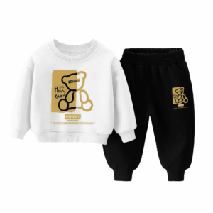 Children’s Brand Clothing Boy’s Bear Printing Outfit – twee-delig (sweatshirt + joggingbroek) van katoen/polyester, in herfst/winterstijl